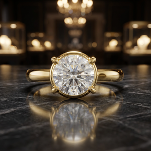 Anillo de Compromiso Unisex con Diamante Cultivado en Laboratorio, Corte Brillante Redondo, Certificado IGI, Chapado en Oro de 14K, Estilo Hiphop Solitario - Product Image 3