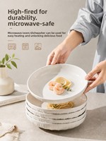 Assiette de table en céramique blanche à motif uni, compatible micro-ondes, avec décoration sous glaçure, design épuré, nouvelle collection 2026, assiettes domestiques