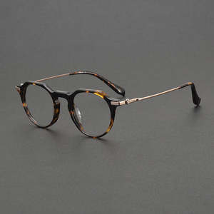 Оправа для очков 90009 в стиле ретро из ацетата и титана, высококачественное IP-покрытие, премиум-класс для мужчин и женщин, с линзами в стиле пэчворк - Product Image 1