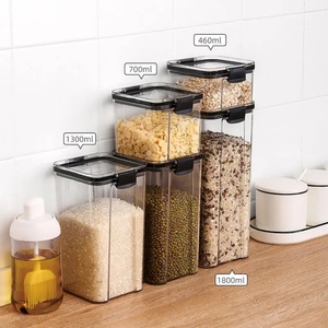 Modern Clear Airtight Dry Goods Storage Plastic Clear Kitchen Food Box Storage Containers <b>Set</b> for Dried Fruits Storage - Product Image 1