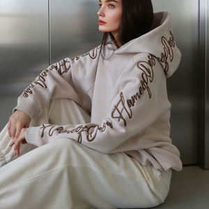 Pull tricoté sur mesure de haute qualité pour femme, décontracté, confortable, respirant, en molleton de coton, avec motif lettres imprimé, collection été - Product Image 3