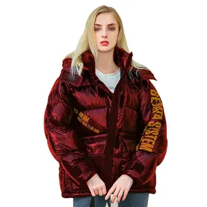 Chaqueta de plumón brillante para mujer, abrigo de plumas a la moda para invierno