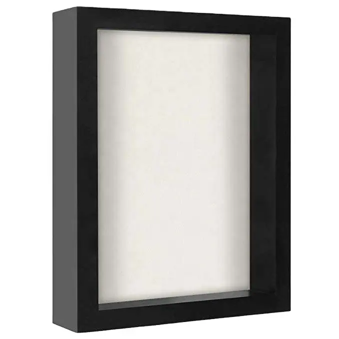 2024 Custom All Black White Wood 1.5CM 3CM 5CM Depth 8x8 16x16 Inches A3 A4 Shadow Box Photo Frame With Real Glass or Plexiglass