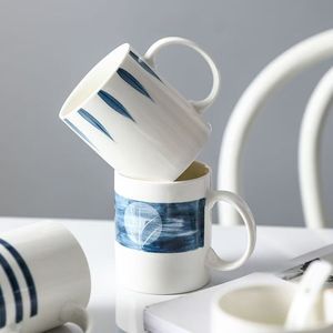 Mug en céramique de porcelaine de qualité supérieure, design japonais, forme vague bleue, bleu marine, certifié BSCI, compatible micro-ondes, cadeaux d'affaires, directement de l'usine - Product Image 2