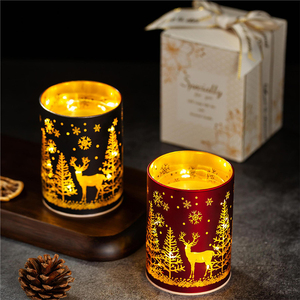 AIKUN Home Fragrance Custom Scented Christmas Snow Flake Deer Aromatic <b>Candlestick</b> Wedding Luxury With Led Lights Candle - Product Image 1