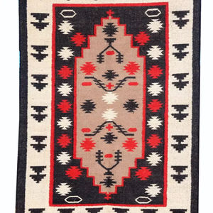 พรมปอกระเจาขนสัตว์วินเทจทำด้วยมือปักลวดลายเรขาคณิตพรมหลายสีแบบกลับด้านได้สำหรับบ้านห้องนั่งเล่น - Product Image 1