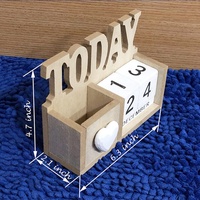 Porte-stylo en bois créatif en forme de cœur, style simple, avec calendrier de bureau en bois – Ensemble de décoration