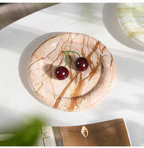 Plateau à fruits géométrique rond <span class=keywords><strong>en</strong></span> marbre naturel de style français SAIDKOCC, décoration de bureau de luxe nordique, rangement - Product Image 1
