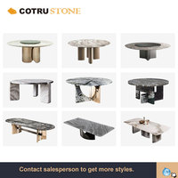 Bases arquées gracieuses Table à manger moderne de luxe en pierre naturelle durable Taille personnalisée pour une utilisation en hôtel