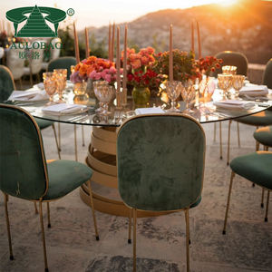 Base moderne en acier inoxydable dessus en verre table de banquet luxueuse - Product Image 4