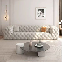 Canapé convertible Chesterfield américain haut de gamme nordique moderne pleine boucle couleur Champagne Design minimaliste Internet extensible