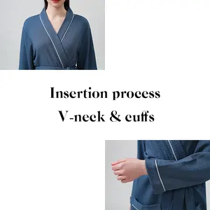 Sunhome Hight Quality Sleepwear Double Pockets Waffle Pajamas Thin Shower Bathrobe Woman