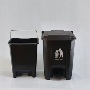 Commercial Foot Operated Trash Can 45L Rectangular Indoor Pedal Waste <b>Bin</b> for School Kitchens - Product Image 2