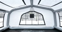 Tente de camping gonflable blanche pour l'hiver, tente pneumatique 4 saisons imperméable et coupe-vent pour le camping dans la neige