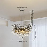Lustre moderne en cristal, lustre rond noir à 8 lumières pour le salon, la chambre et la cuisine.
