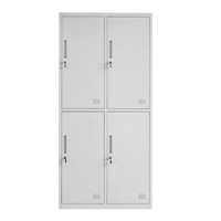 Armoire de rangement métallique commerciale à 4 portes en acier, en kit, avec revêtement poudré, verrouillable, pour salle du personnel, salle de sport, école, usine
