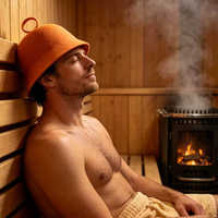 Chapeau de sauna en feutre de laine naturelle brodé, respirant et isolant, pour bain chaud d'hiver, design japonais Banya Spa, fabriqué en usine