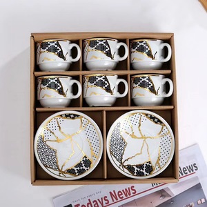 Arabic <b>Tea</b> Cups Porcelain Cups and Saucers Luxury Gold Plated <b>Coffee</b> Cup <b>Set</b> of 6 - Product Image 3