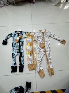 Zs 도매 서양 어린이 올인원 의류 풍선 디자인 생일 선물 유기농 대나무 지퍼 옷 아기용 - Product Image 3