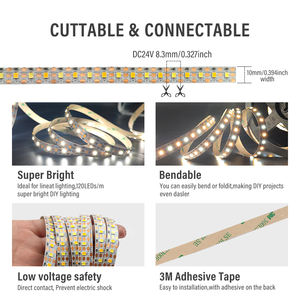 Tira de LED SMD CCT de 24V con Certificación UL, 120 LEDs 2835, CRI90, Luz Blanca Ajustable y Regulable, para Iluminación Ambiental de Hoteles de Lujo, IP20 - Product Image 3