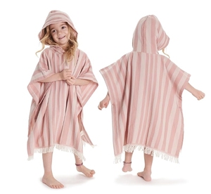 Asciugamano Poncho per <span class=keywords><strong>bambini</strong></span> caldo morbido assorbente colorato a righe in puro cotone - Product Image 3