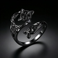 Bague ouverte ajustable en alliage, motif nœud celtique ajouré, style rétro sculpté, bijou de doigt personnalisé pour femme