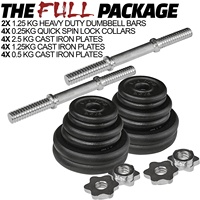 VIGFIT Vente en gros Ensemble d'haltères réglables en fonte et acier peints en noir de 40 kg avec plateau rond/carré Options de poids de 1 à 3 kg