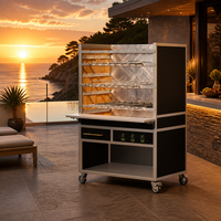 Barbecue au charbon de bois Santa Maria de style argentin, grille de cuisson en acier inoxydable, chariot extérieur, grils Gaucho