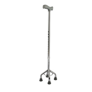 Béquilles médicales argentées à quatre pieds, réglables en hauteur (32 pouces), légères, avec poignée en caoutchouc, pour le soutien à la marche des personnes âgées - Product Image 2