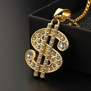 Full Diamond 18K Gold Plated Hip Hop Fashion Jewelry <b>Iced</b> <b>Out</b> Zircon US Dollar <b>Chain</b> Pendant Christian Religious Symbol - Product Image 5