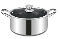 Casserole en acier inoxydable 304 de haute qualité à trois couches, avec deux poignées, finition polie miroir, compatible induction LFGB