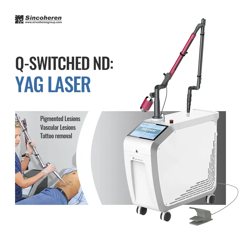 Prodotto di vendita picosecond q switch nd yag laser tattoo removal machine prezzo 1064 nm 532nm nd yag laser