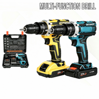 Perceuse sans fil lithium-ion rechargeable haute puissance, kit machine nue, chargeur de batterie multifonction, direct usine transfrontalier