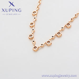 XUPING Collar de Cadena con Cuentas y Circonitas de 6MM, Chapado en Oro Rosa de 18K, Acero Inoxidable, Joyería Minimalista - Product Image 6