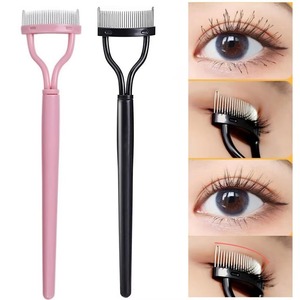 Cepillo de pestañas de acero semicircular, peine portátil para injerto de pestañas, herramienta de moldeado de pestañas postizas para maquillaje - Product Image 1