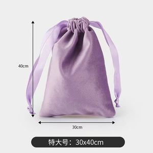 Sac cadeau écologique durable avec cordon de serrage de 2 pouces, sac de rangement promotionnel, sac d'emballage en velours coloré avec ruban taché - Product Image 4