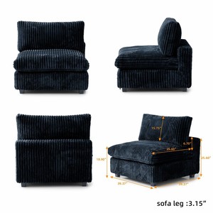 NOVA Black Velvet Fabric Cloud Couch Living Room L Shaped Corner Sectional <b>Sofas</b> With Ottoman Modern Apartment Living Room - Product Image 3