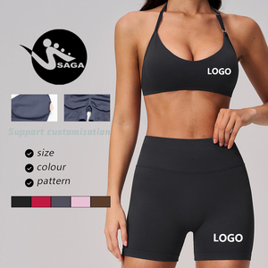 Conjunto de yoga y entrenamiento para <span class=keywords><strong>mujer</strong></span>, estilo occidental, ajustado, sin costuras, con efecto push-up, de secado rápido, directo de fábrica, al por mayor. - Product Image 2