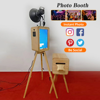 Cabina de Fotos de Madera de Doble Cara, Pantalla Táctil de 18.5 Pulgadas, Compatible con Cámara y iPad, para Bodas, Fiestas y Eventos de Alquiler Comercial