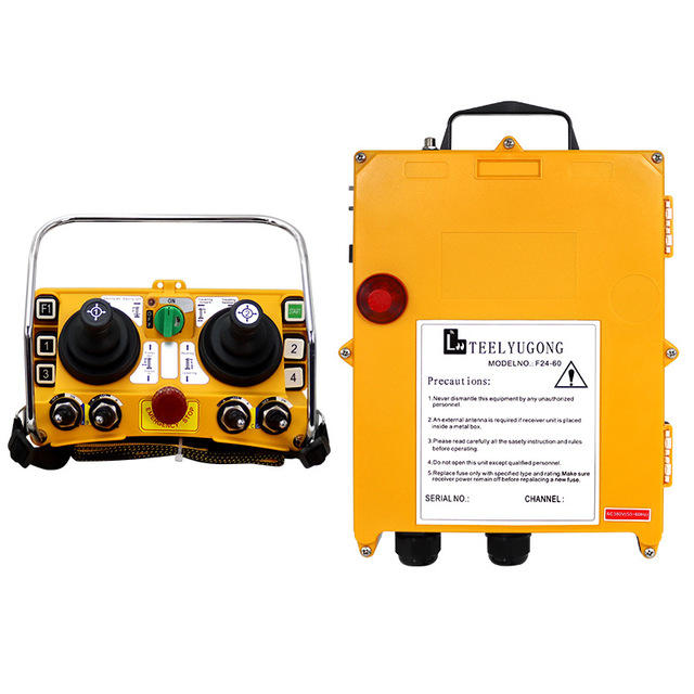 F24-60 Transmitter Receiver 24V Dual Joystick Wireless Industrial Controller for Cranes and Winches - Heavy Duty Waterproof