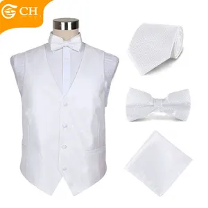 Chunhe Factory setelan pakaian rompi pria, rompi Snooker Formal warna putih murah, desain kustom poliester