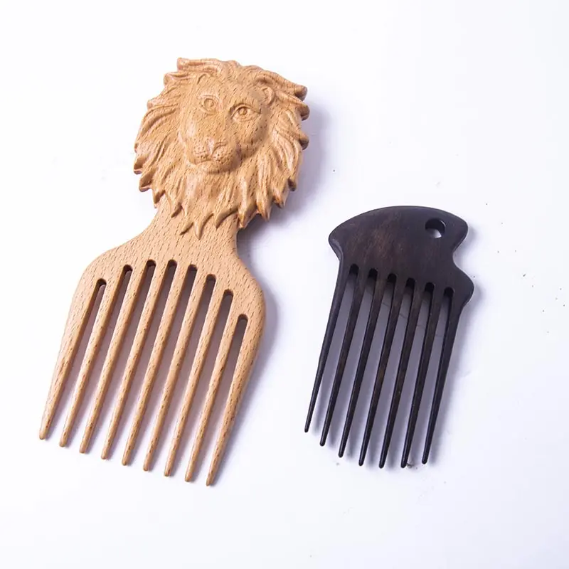 Kayu Beech Grosir Kustom Sisir Detangling Kayu Sisir Pilihan Afro Rambut Logo Kustom Gratis, Ukiran Laser