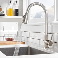 Robinet de cuisine Qijiang à poignée unique en acier inoxydable 304, robinet de cuisine universel extractible avec eau chaude et froide