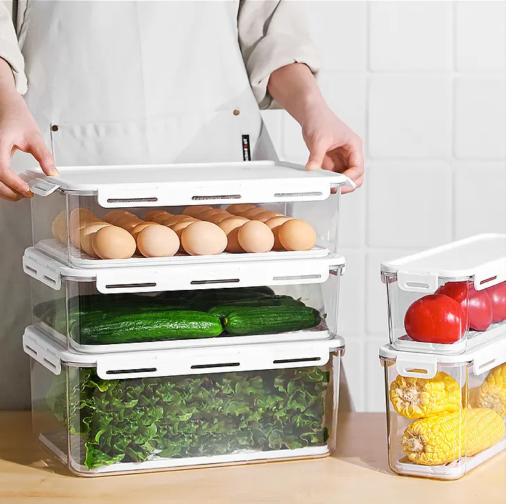 냉장고 저장 상자 음식 야채 과일 timekeeping를 위한 부엌 저장 콘테이너 언 저장 상자 냉장고는 상자를 밀봉했습니다