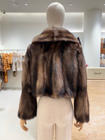 Manteau court en fourrure de vison pour femme, style élégant et noble, vêtement d'extérieur de luxe en véritable fourrure de vison avec dégradé de couleurs naturel