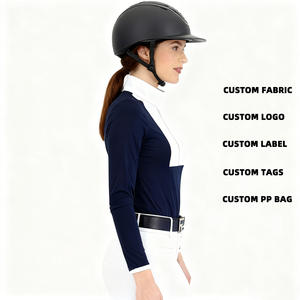 Camiseta ecuestre de manga larga ajustada para mujer, con cuello, blanca, para competición. - Product Image 2