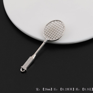 Pendentif en alliage de raquette de badminton en argent antique, accessoire de bijouterie DIY pour collier ou porte-clés - Product Image 3