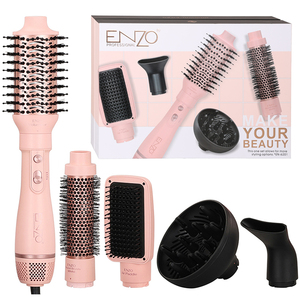 ENZO Nouveau <span class=keywords><strong>Styler</strong></span> Capillaire <span class=keywords><strong>5</strong></span> <span class=keywords><strong>en</strong></span> <span class=keywords><strong>1</strong></span> 1500W Rose, Ensemble Brosse Sèche-Cheveux Électrique Chauffante Lisseur & Fer à Boucler - Product Image 1