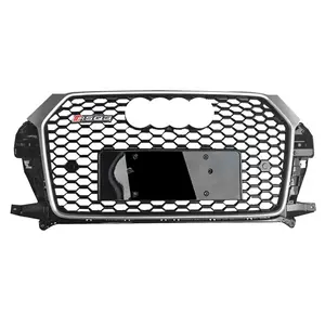 Parachoques delantero parrilla para Audi Q3 Centro de nido de abeja de malla de la parrilla para Audi RSQ3 automotriz negro RSQ3 rejilla 2016-2019