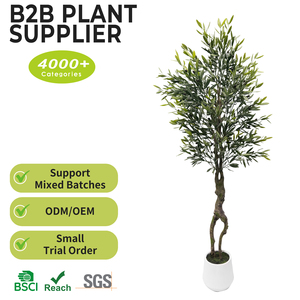 Arbre d'olivier artificiel en gros, 200 cm (6,6 pieds), résistant aux UV, feuillage dense, en plastique, pour décoration de jardin extérieur - Product Image 2